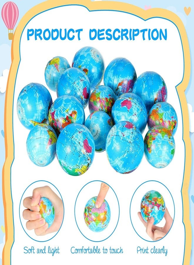 FULLFILLS 4 Pcs 4 Inch Globe Printed Soft Foam Sponge Stress Softball(World Map On This Ball) (Pack Of 4 Pcs), Multicolour - Image 2
